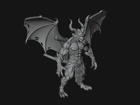 Winged Dragon Demon Statue Design 6 - 3D Print Model 3D Print Model
