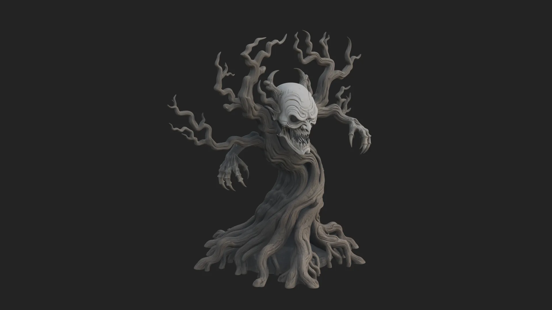 Gnarled Tree Creature Statue Design 2 - 3D Print Model 3D Print Model .c4d .max .obj .3ds .fbx .stl .blend 