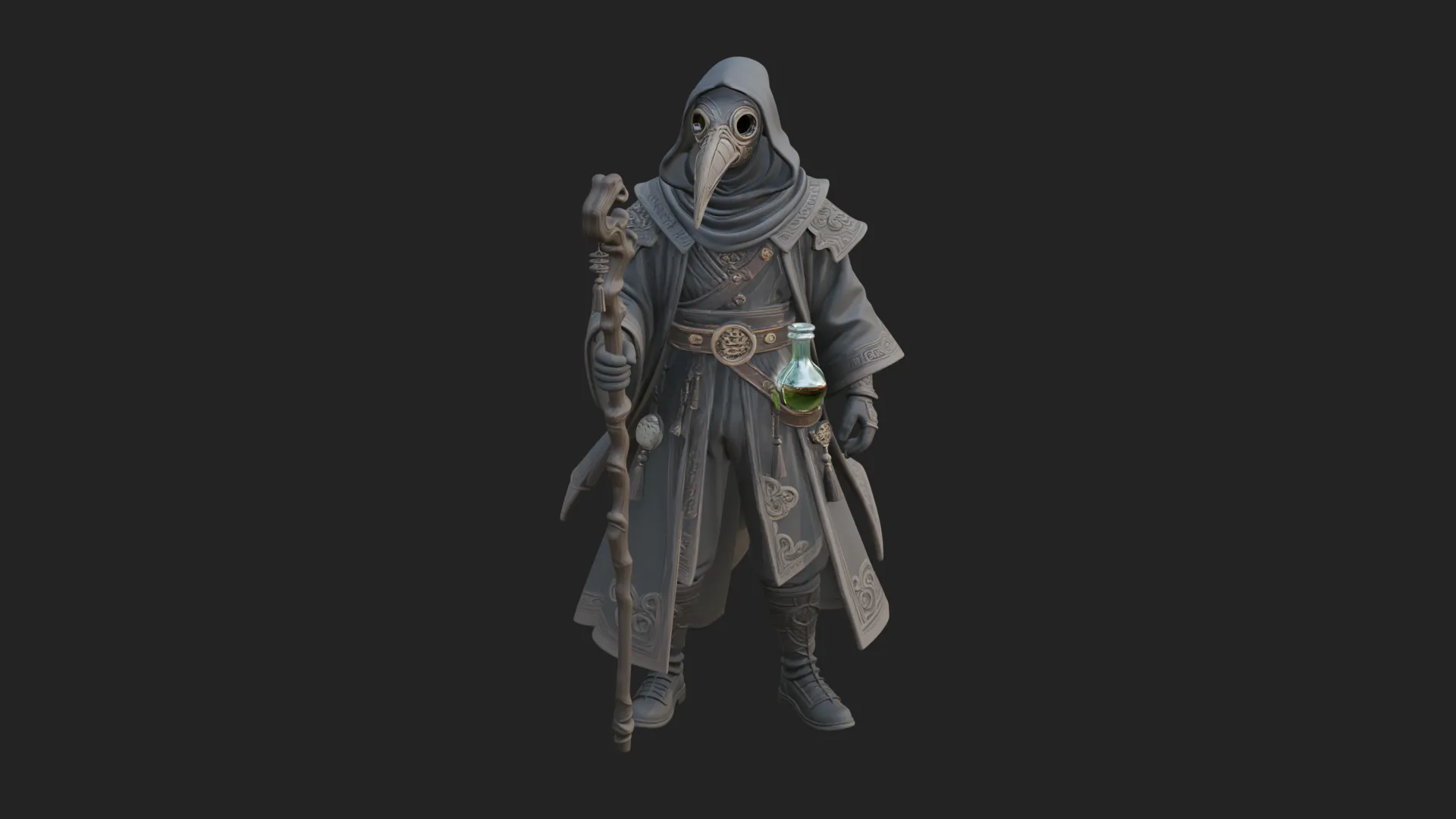Plague Doctor Statue Design 1 - 3D Print Model 3D Print Model .c4d .max .obj .3ds .fbx .stl .blend 