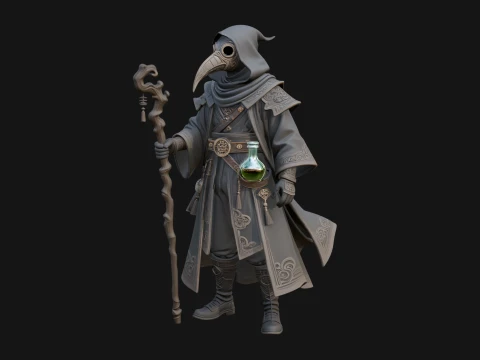 Plague Doctor Statue Design 1 - 3D Print Model 3D Print Model