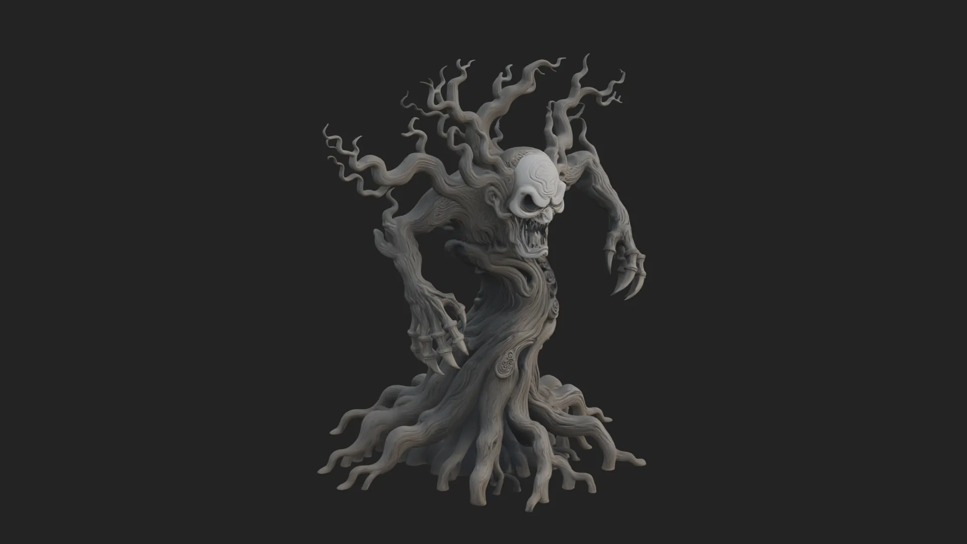 Gnarled Tree Creature Statue Design 3 - 3D Print Model 3D Print Model .c4d .max .obj .3ds .fbx .stl .blend 