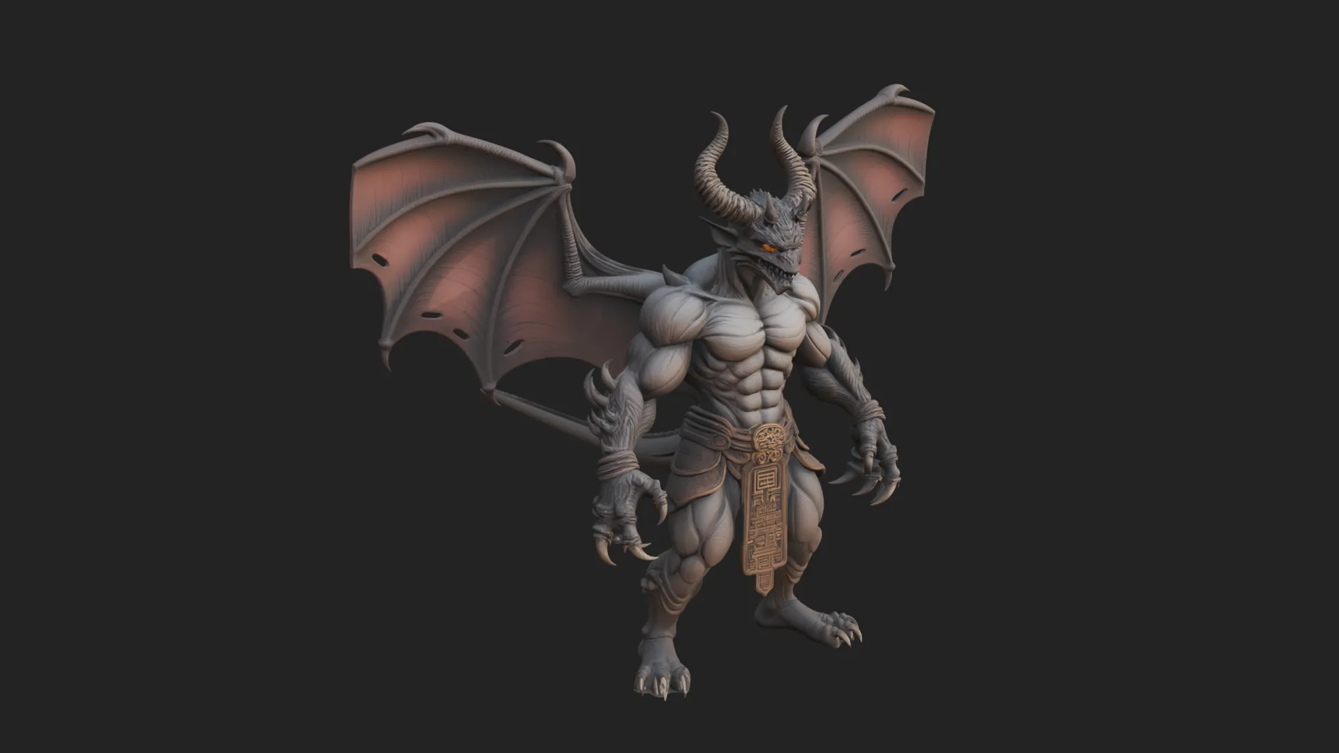 Winged Dragon Demon Statue Design 7 - 3D Print Model 3D Print Model .c4d .max .obj .3ds .fbx .stl .blend 