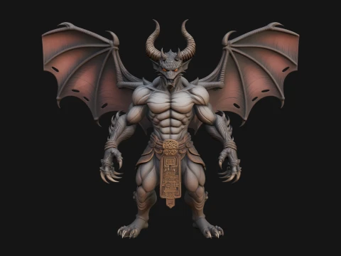 Winged Dragon Demon Statue Design 7 - 3D Print Model 3D Print Model