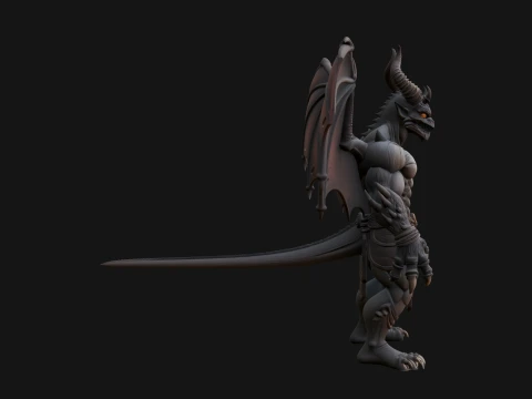 Winged Dragon Demon Statue Design 7 - 3D Print Model 3D Print Model