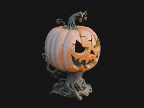 Carved Pumpkin Lantern Statue Design 2 - 3D Print Model 3Dプリントモデル