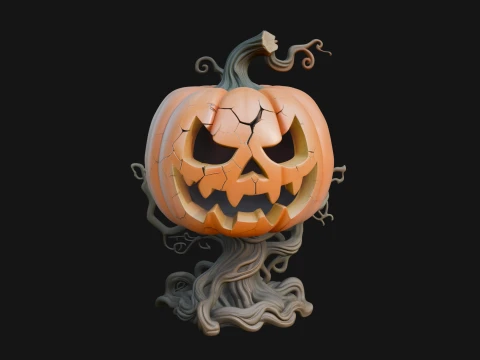 Carved Pumpkin Lantern Statue Design 2 - 3D Print Model 3D Print Model