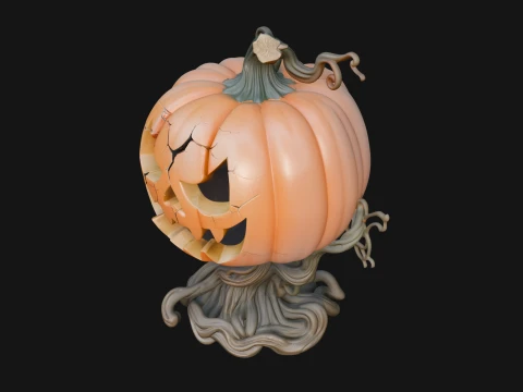 Carved Pumpkin Lantern Statue Design 2 - 3D Print Model 3D Print Model