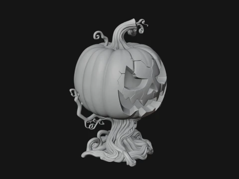 Carved Pumpkin Lantern Statue Design 2 - 3D Print Model 3D Print Model