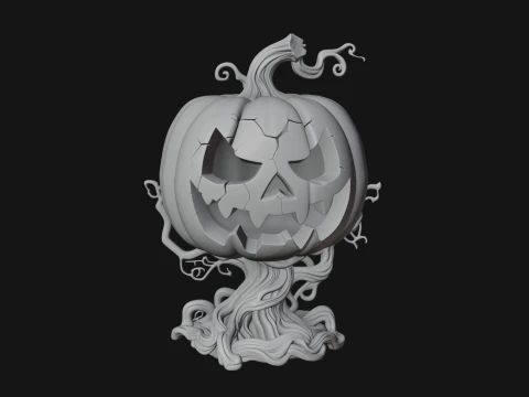 Carved Pumpkin Lantern Statue Design 2 - 3D Print Model 3D Print Model