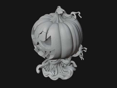 Carved Pumpkin Lantern Statue Design 2 - 3D Print Model 3D Print Model
