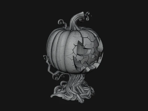 Carved Pumpkin Lantern Statue Design 2 - 3D Print Model 3D Print Model