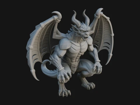 Winged Dragon Statue Design 8 - 3D Print Model 3D Druckmodell