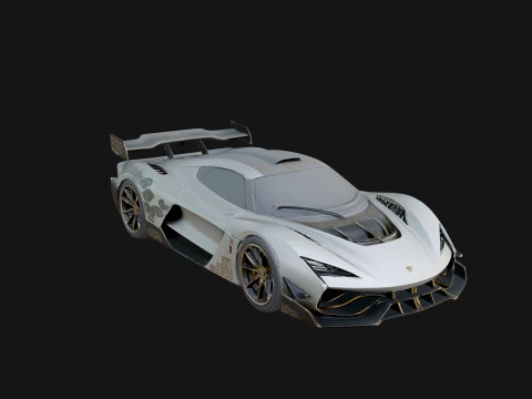 Concept Hypercar Model Design 2 - 3D Print Model 3D Print Model