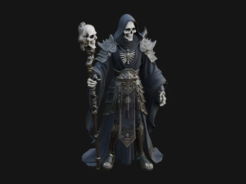 Hooded Skeleton Reaper Statue Design 5 - 3D Print Model 3D Baskı Modeli