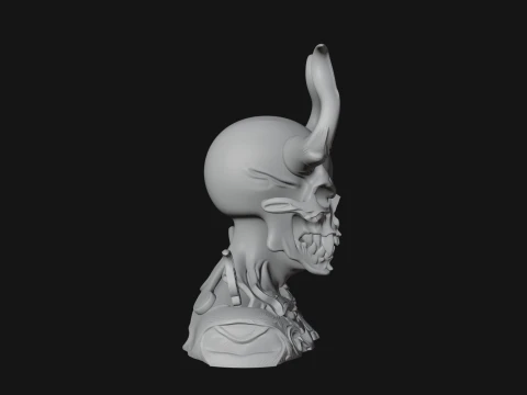 Horned Skull Skeleton Bust Statue Design 6 - 3D Print Model 3D Print Model