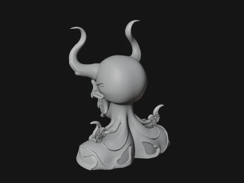 Horned Skull Skeleton Bust Statue Design 6 - 3D Print Model 3D Print Model
