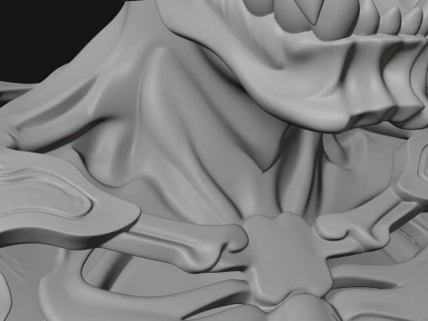 Horned Skull Skeleton Bust Statue Design 6 - 3D Print Model 3D Print Model