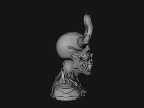 Horned Skull Skeleton Bust Statue Design 6 - 3D Print Model 3D Print Model