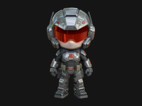 Chibi Mech Robot Statue Design 6 - 3D Print Model 3D Print Model