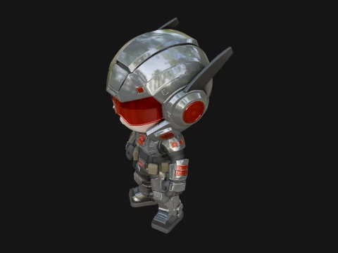 Chibi Mech Robot Statue Design 6 - 3D Print Model 3D Print Model