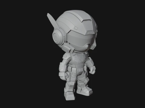 Chibi Mech Robot Statue Design 6 - 3D Print Model 3D Print Model