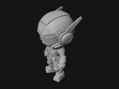 Chibi Mech Robot Statue Design 6 - 3D Print Model 3D Print Model