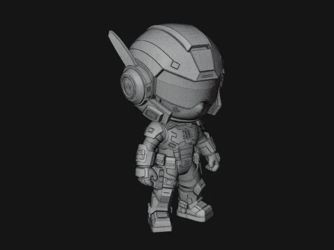 Chibi Mech Robot Statue Design 6 - 3D Print Model 3D Print Model