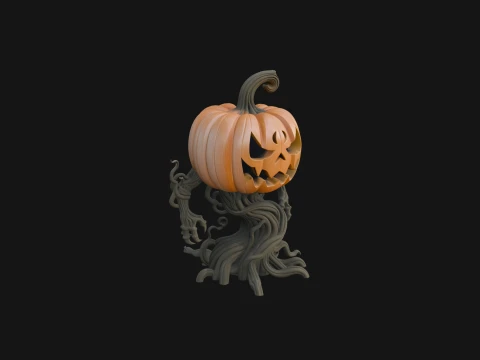 Carved Pumpkin Lantern Statue Design 3 - 3D Print Model 3D Druckmodell