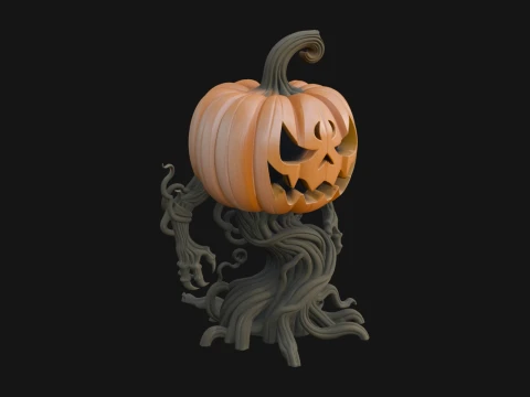 Carved Pumpkin Lantern Statue Design 3 - 3D Print Model 3D printmodel