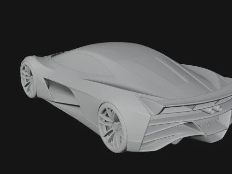 Concept Hypercar Model Design 3 - 3D Print Model 3D Print Model