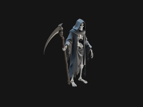 Hooded Skeleton Reaper Statue Design 6 - 3D Print Model 3D Принт Модель