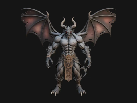 Winged Dragon Demon Statue Design 8 - 3D Print Model 3D Print Model
