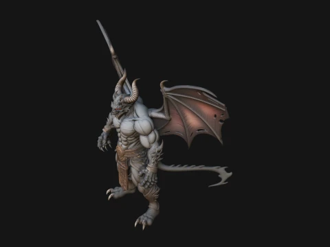 Winged Dragon Demon Statue Design 8 - 3D Print Model 3D Print Model