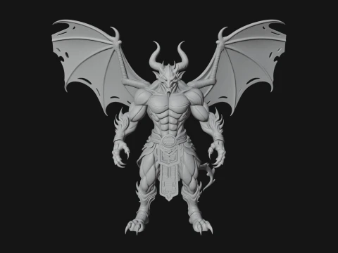 Winged Dragon Demon Statue Design 8 - 3D Print Model 3D Print Model