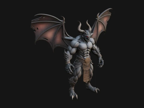 Winged Dragon Demon Statue Design 8 - 3D Print Model 3D 打印模型