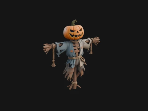 Pumpkin Scarecrow Statue Design 8 - 3D Print Model 3D Принт Модель