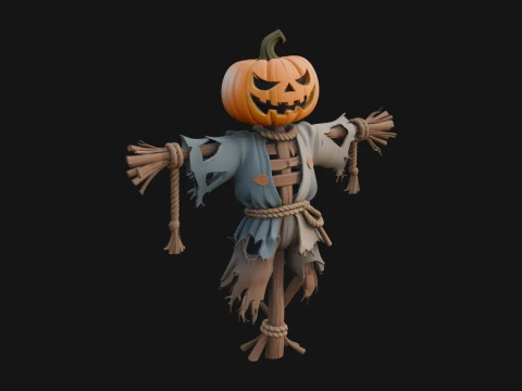 Pumpkin Scarecrow Statue Design 8 - 3D Print Model 3D Print Model
