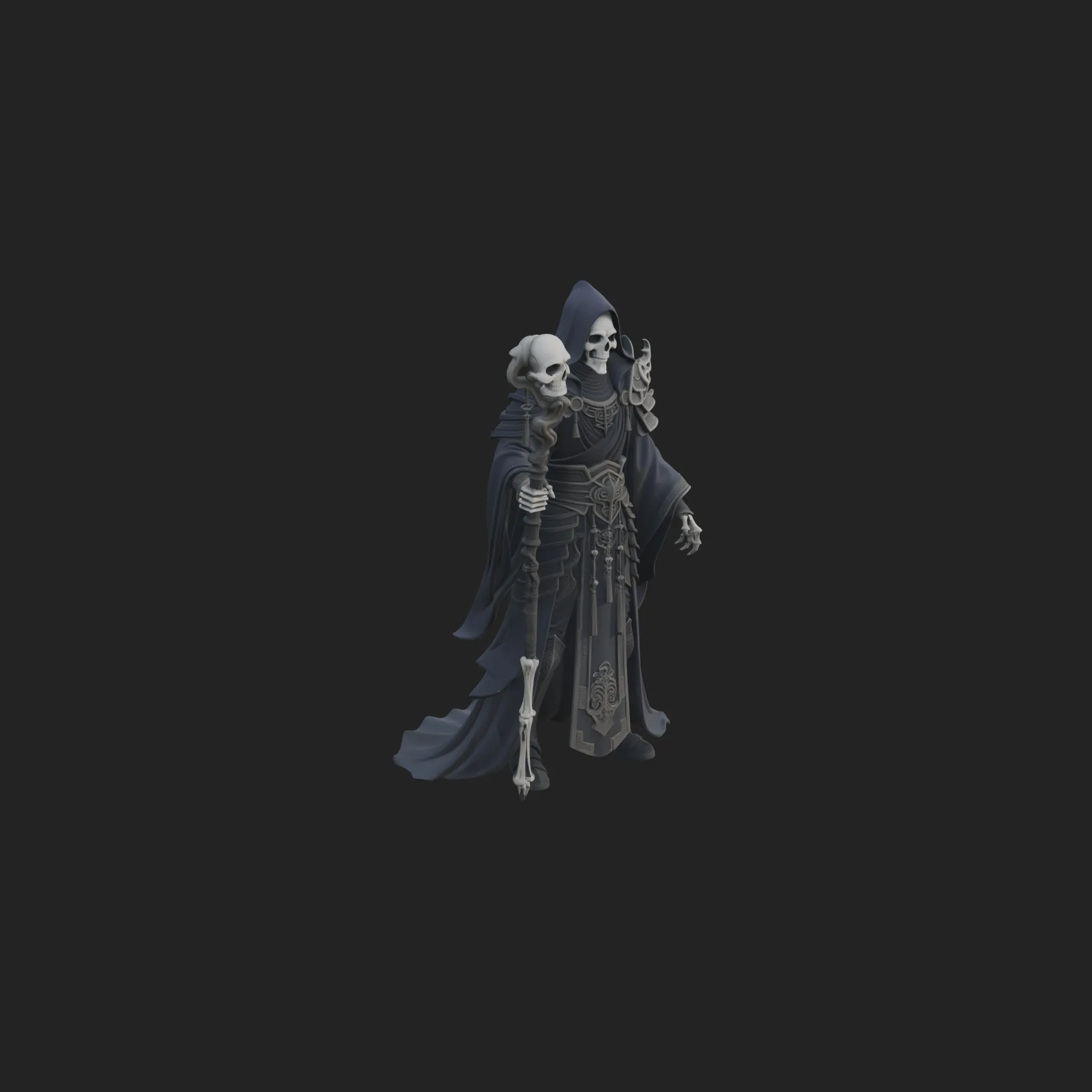 Hooded Skeleton Reaper Statue Design 9 - 3D Print Model 3D Print Model .c4d .max .obj .3ds .fbx .stl .blend 