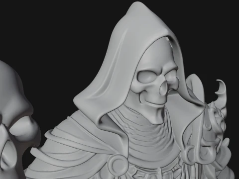 Hooded Skeleton Reaper Statue Design 9 - 3D Print Model 3D Print Model