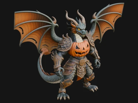 Winged Dragon Demon Statue Design 9 - 3D Print Model 3D 打印模型
