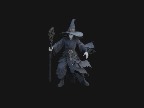 Witch Hat Sorcerer Statue Design 1 - 3D Print Model 3D Druckmodell