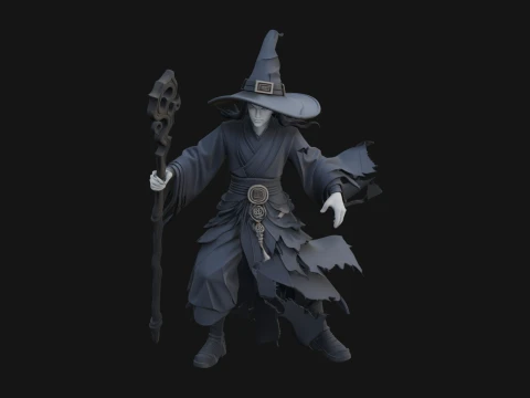 Witch Hat Sorcerer Statue Design 1 - 3D Print Model 3D Print Model
