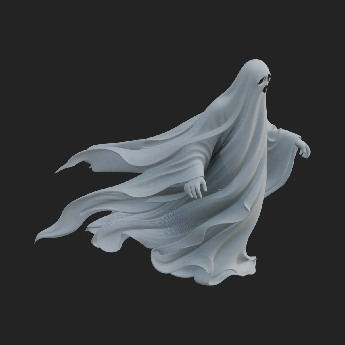 Floating Ghost Statue Design 1 - 3D Print Model 3D Print Model .c4d .max .obj .3ds .fbx .stl .blend 