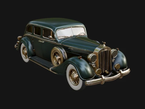Vintage Sedan Car Model Design 5 - 3D Print Model Modelo de impresión 3D