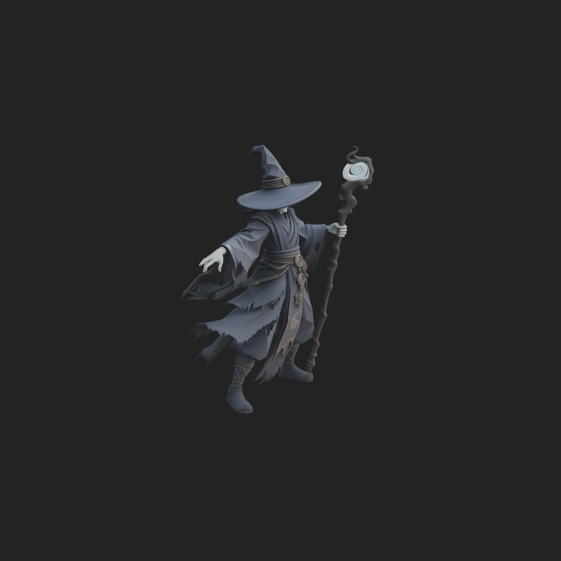 Witch Hat Sorcerer Statue Design 2 - 3D Print Model 3D Print Model .c4d .max .obj .3ds .fbx .stl .blend 