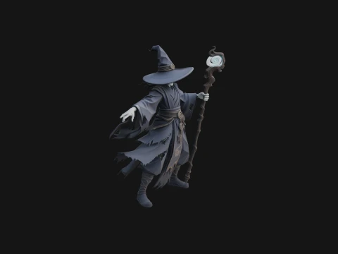 Witch Hat Sorcerer Statue Design 2 - 3D Print Model 3D 프린트 모델