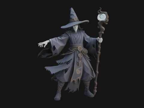 Witch Hat Sorcerer Statue Design 2 - 3D Print Model 3D Print Model