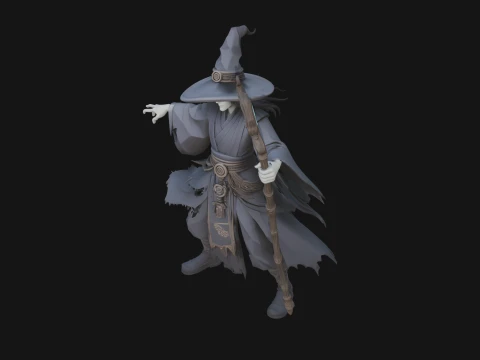 Witch Hat Sorcerer Statue Design 2 - 3D Print Model 3D Print Model