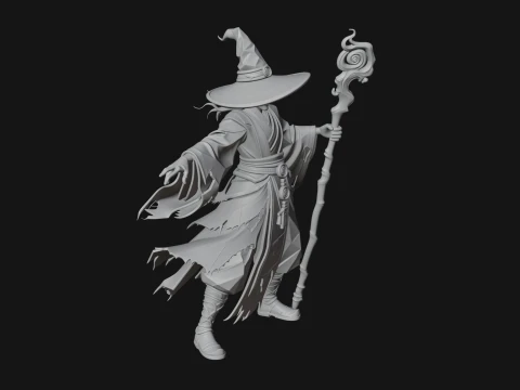 Witch Hat Sorcerer Statue Design 2 - 3D Print Model 3D Print Model