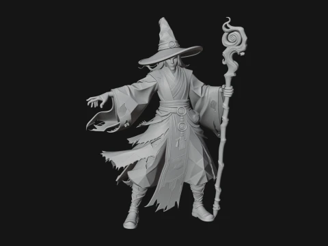 Witch Hat Sorcerer Statue Design 2 - 3D Print Model 3D Print Model